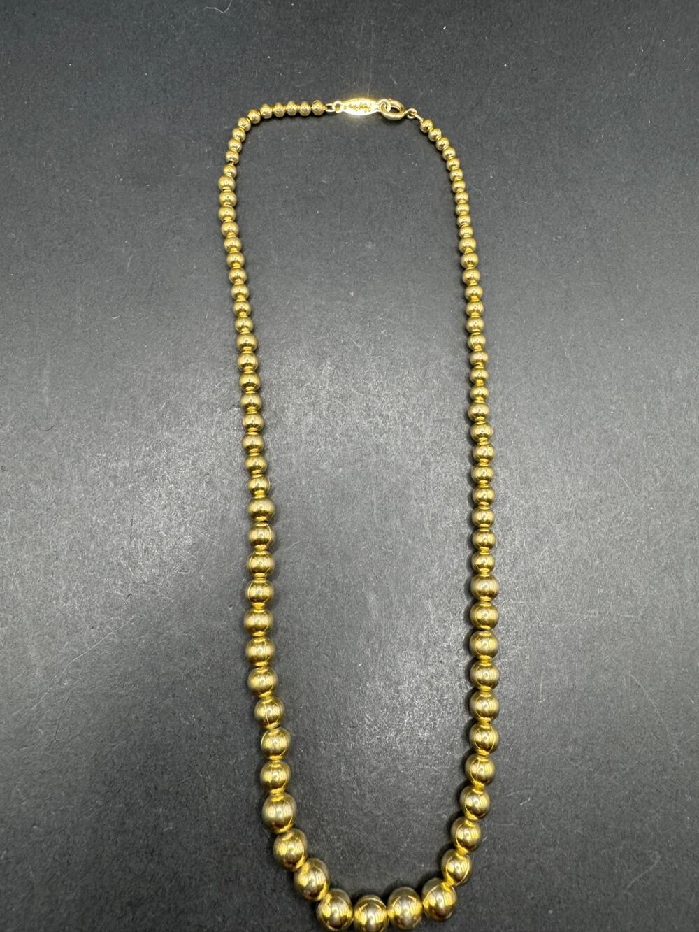 Vintage Napier Signed Solid Gold Tone Classic Beaded Necklace 15"